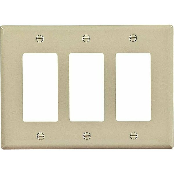 Eaton Wiring Devices Wallplate, 4.87 In L, 6-3/4 In W, 3 -Gang, Polycarbonate, Ivory, High-Gloss PJ263V